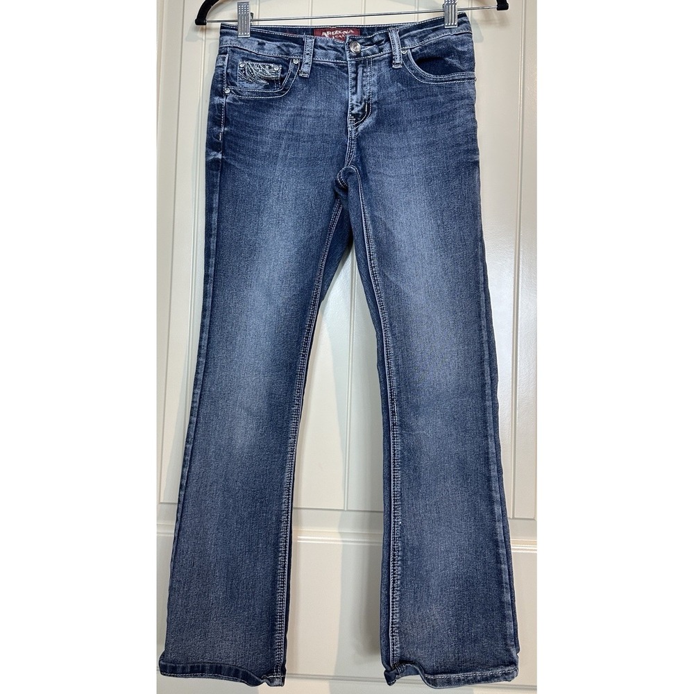 Arizona Jeans Girls Bootcut Size 14 short Flap Pockets Embroidered Western